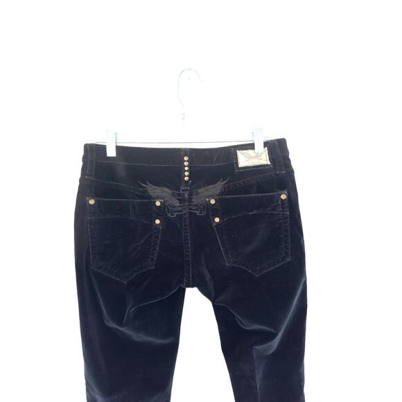 Robin's Jean Casual Black Velvet Studded Grunge Garbot Bootcut Pants Size 29 - Picture 6 of 13